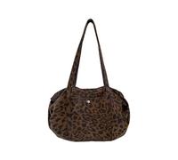 Qsvbeeqj Sac à bandoulière en coton imprimé léopard coréen japonais, design unique, sac à main ergonomique sous les bras pour femme, sac en coton imprimé léopard, Couleur café., One Size