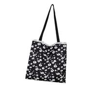 Qsvbeeqj Sac à broder floral élégant avec plusieurs poches Sac à main en toile pratique Sac à main léger quotidien Carry Multi fleurs de poche Sac à main design, Noir , Flowers