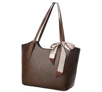 Qsvbeeqj Sac à main élégant Grande capacité Sac à bandoulière Satchel Écharpe Bureau Tendance Sac à main pour femmes et filles Sac à main en cuir PU de luxe, café