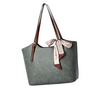 Qsvbeeqj Sac à main élégant Grande capacité Sac à bandoulière Satchel Écharpe Bureau Tendance Sac à main pour femmes et filles Sac à main en cuir PU de luxe, Bleu gris.