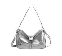 Qsvbeeqj Sac à main moderne pour femme en cuir PU souple aisselles Forêts de poche Sacs Sacs Sacs pour les courses et les rassemblements sociaux Style américain Sac à main Convient, Argent (Silver)