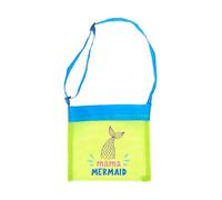 Qsvbeeqj Sac de plage en maille de nylon imperméable et respirant avec bandoulière réglable, support de jouets d'eau, portable, collecte de coquillages en plein air, natation, Vert gazon bleu Bel