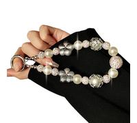 Qsvbeeqj Sangle de téléphone détachable sécurisée anti-chute avec chaîne de perles pour fille et femme, sangle détachable pour étui