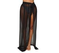 Qsvbeeqj Sarong Maillot de bain Housse pour femme Plage Side Cravates Jupe enveloppante Écharpe transparente Maillot de bain Cacher sous les côtés