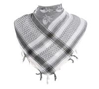 Qsvbeeqj Shemagh Écharpe désert motif crâne arabe Keffiyeh Châle Wrap Franges Franges Foulards Bandana Head Wraps pour homme et femme Écharpe en coton, blanc/noir, Taille unique