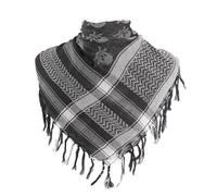 Qsvbeeqj Shemagh Écharpe désert motif crâne arabe Keffiyeh Châle Wrap Franges Franges Foulards Bandana Head Wraps pour homme et femme Écharpe en coton, noir/blanc, Taille unique