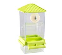 Qsvbeeqj Station d'alimentation pour oiseaux - Distributeur de nourriture transparent pour perruches et perroquets - Avec simple recharges - Couvercle supérieur - Pour perroquets
