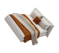 Qsvbeeqj Style crème Lit double miniature avec lits Meubles de chambre à coucher Design détaillé réaliste pour 1/20 Poupée Décorations de poupées Lit miniature