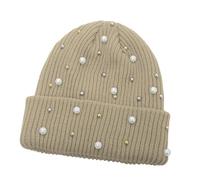 Qsvbeeqj Sweet Adult Hat Autumn Headdress Handmade Knitted Hat Vintage Warm Girls for Outdoor Adventures Fashion Pearls, C, taille unique