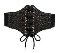 Qsvbeeqj Tempérament Étoile Modèle Corset Pour Les Femmes Élastique Large Ceinture De Banquet Robes Décors Longueur Réglable Ceinture Stretch Femmes Large Noir Star Pattern, Noir