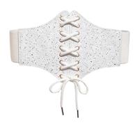Qsvbeeqj Tempérament Étoile Modèle Corset Pour Les Femmes Élastique Large Ceinture De Taille Pour Banquet Robes Décors Longueur Réglable Ceinture Stretch Femmes Large Black Star Pattern, Blanc, C