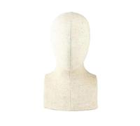 Qsvbeeqj Tête de mannequin multi-usage recouverte de toile de jute Finition en bois synthétique Modèle de tête de mannequin de mannequin de mannequin de mannequin de mannequin de mannequin de