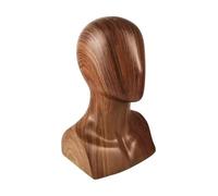 Qsvbeeqj Tête de mannequin multi-usage recouverte de toile de jute Finition en bois synthétique Modèle de tête de mannequin de mannequin de mannequin de mannequin de mannequin de mannequin de