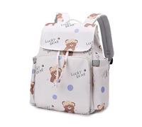 Qsvbeeqj Travel Mom Bag Mode Imprimé Épaule Design Organisateurs Spacieux Sac à Dos Multi-usage pour les Parents Sac à Dos Multi Compartiment Sac Bébé, Beige Bear