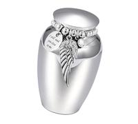 Qsvbeeqj Urne de fil pour animaux de compagnie avec ailes de perles gravées plus antirouille grâce à des fuites de cendres pour chiens et chats