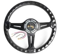 Qsvbeeqj Volant de luxe de 14 pouces avec surfaces en fibre de carbone et cadre en aluminium résistant à la chaleur, contour lisse, de qualité supérieure, améliore la direction du volant de voiture