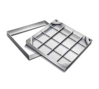 QSVPWNCBN Couvercle et Cadre de Regard en Acier Inoxydable 304, Couvercle de Fosse septique carré encastré, pour puits d'eaux pluviales, égouts et Bassin d'épuration (60 x 60 cm)