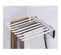 QSVPWNCBN Porte-Pantalons Coulissant, Cintre à Pantalons à 9 Bras pour Placard, Installation Droite/Gauche, Rail de Suspension Coulissant en Acier Inoxydable, Gain de Place (D à Droite)