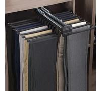 QSVPWNCBN Porte-Pantalons Coulissant et Peu encombrant avec 22 Bras, cintres réglables pour Placard, Porte-Pantalons à Montage supérieur, Noir, idéal pour optimiser l'espace de Rangement