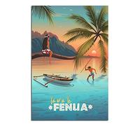 QSWSW Poster de Voyage Vintage Tahiti en Polynésie Française - Coucher de Soleil sur Toile Art Cadeau Décoration Murale Moderne Famille, 8x12inchs(20x30cm)