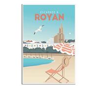 QSWSW Royan France Beach Affiche vintage de voyage sur toile pour décoration murale, 12x18inchs(30x45cm)
