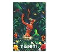 QSWSW Tahiti Girl French Polynésie Poster de voyage vintage sur toile Poster Cadeau Décoration murale Poster moderne Famille, 16x24inchs(40x60cm)