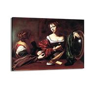 QSX Tableau D'art Baroque Peinture à L'huile du Caravage Marthe et Marie-Madeleine Impression sur Toile Art Mural Pour la Décoration de la Maison 40x56cm Sans cadre