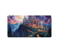 QSYFNBZL Grand Tapis de Souris Gmaing Motif psychédélique du Palais National de Pena la Nuit Grand Tapis de Souris 30x60cm sous Main avec Bord Cousu Accessoires de Bureau Base antidérapante