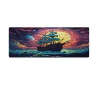 QSYFNBZL Grand Tapis de Souris Gmaing Photo d'un Bateau Pirate dans l'espace Style Tapis de Souris Long 30x80cm Tapis de Table adapté à Divers scénarios tels Que Le Travail Les Jeux et Les études