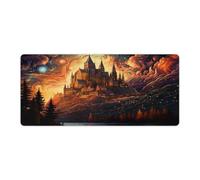 QSYFNBZL Grand Tapis de Souris psychédélique Palais National de Pena la Nuit Tapis de Souris Lavable 40x90cm Grand sous Main avec Bords Cousus Base en Caoutchouc Naturel antidérapant Durable