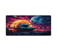 QSYFNBZL Tapis de Souris avec Photo d'un Char d'assaut dans l'espace Style sous Main Glisse Fluide et Stable Bords Cousus Caoutchouc Haute densité Uniforme 40x90cm