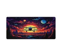 QSYFNBZL Tapis de Souris avec Photo d'un Planeur dans l'espace Grand Format 40x90cm antidérapant imperméable Bords Cousus idéal pour Les Jeux Le Bureau ou la Maison