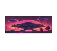 QSYFNBZL Tapis de Souris de Jeu Neon UFO Invasion 30x80cm sous Main avec Bords Cousus antidérapant imperméable Durable pour la Maison Le Bureau et Les Jeux