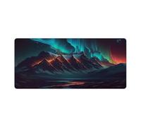 QSYFNBZL Tapis de Souris Extensible Aurora Borealis Lavable 40x90cm avec Base antidérapante et Bords Cousus pour Jeux de Bureau