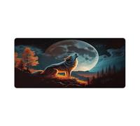 QSYFNBZL Tapis de Souris Extra Large Motif Loup Hurlant Base en Caoutchouc antidérapant Doux et résistant pour Le Bureau et la Maison 40x90cm