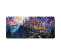 QSYFNBZL Tapis de Souris psychédélique Palais National de Pena la Nuit Grand Format 40x90cm avec Base antidérapante et Bords Cousus idéal pour Les Jeux de Bureau