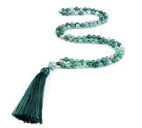 QSYJCCXD 108 Perles Collier de prière Stripe verte naturelle Onyx Stone Bouddha Méditation Collier Femme Men Bijoux Cadeaux, Green Striped