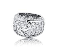 QSYJCCXD 14K Gold Densily Set Trapezoid Emerald Center Center Stone Anneau, Mossanite Hip-Hop Men's Ring, une expression audacieuse de son style, Dad Gift