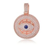 QSYJCCXD 14K Gold Evil Eye Moisanite Pendant Collier, Sapphire Devil's Eye Charm, Cadeau Lucky pour les femmes