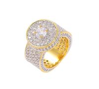 QSYJCCXD 14K Gold Gold Men's Gros anneaux avec une bague Moissanite, audacieuse et luxueuse, cadeau pour une usure quotidienne ou des occasions spéciales