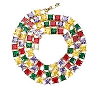 QSYJCCXD 14K Gold Over S925 Collier Moisanite à quatre couleurs micro-couleurs, bijoux hip-hop bijoux, cadeau de mode pour les amoureux de la rue