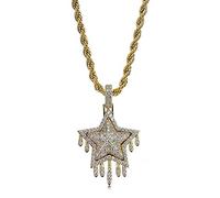 QSYJCCXD 14K Gold Over S925 Pendentif étoile à cinq points, collier de densément Moisanite, un choix stellaire pour célébrer les réalisations ou les anniversaires, la fête des pères de sa fille