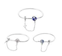 QSYJCCXD 17-20cm 925 Bracelet de terre de coeur en argent sterling avec chaîne pour les bijoux de pendentif bricolage
