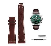QSYJCCXD 20 mm 21 mm Italie Généreuse bande de surveillance en cuir pour iwc Big Pilot Spitfire Watch Cowhide Black Brown Blue Man Wristband