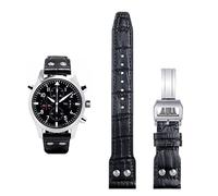 QSYJCCXD 21 mm 22 mm Italie Cow Hide Vérineuse bande de montre en cuir souple pour IWC Pilot Mark 18 Sangle de montre brune douce fermoir de pliage