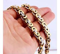 QSYJCCXD 6/8/10 mm Coup Flat Byzantine Chaîne en acier inoxydable Femmes Femmes Men Collier ou bracelet-Silver Gold-6mm-40nch ou 101 cm