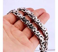 QSYJCCXD 6/8/10 mm coupé plat byzantin chaîne en acier inoxydable femme collier ou bracelet-silver-8mm-40nch ou 101 cm