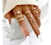 QSYJCCXD ALLOY CROWN OUVERT RING Set Pentagram Peach Heart Ring 10 pièces pour femmes et filles
