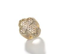 QSYJCCXD Anneau croisé Moisanite en T 14 carats en T pour hommes, style hip-hop unique, accessoire luxueux, idéal pour les individus à la tendance
