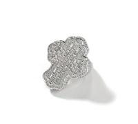 QSYJCCXD Anneau croisé Moisanite en T 14 carats en T pour hommes, style hip-hop unique, accessoire luxueux, idéal pour les individus à la tendance